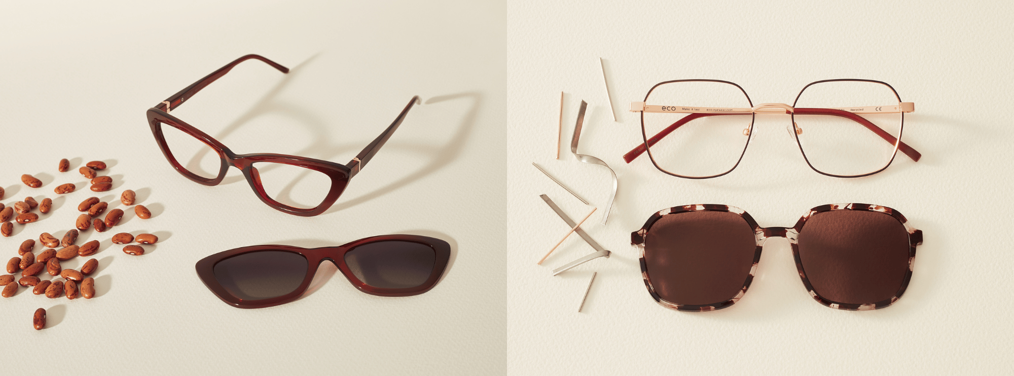 Eco frames, glasses and sunglassses